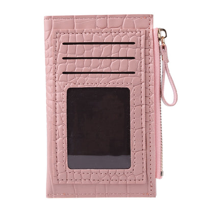 Fashion Women PU Leather Alligator Pattern Bank Shopping ID Card Holder Casual Ladies Contrast Color Wallet Mini Coin Purse