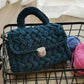 Casual Solid Hand-woven Women Handbags Cotton Crochet Handmade Women Shoulder Messenger Bag Chian Females Totes Ladies Hand Bags