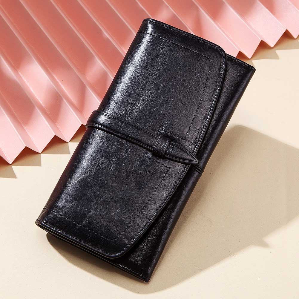 KAVIS Women Wallets Black Fashion Brand Leather Purse Ladies Card Bag For Girls New Clutch Women Female Purse Money Walet Long