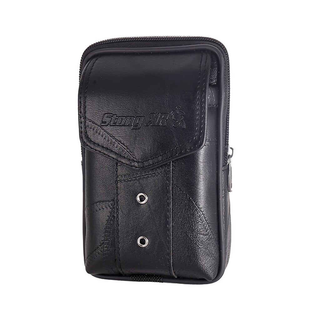 Men Cowhide Leather Fanny Waist Bag Classic Texture Creative Delicate Design Chic Business Solid Mobile Phone Belt Bum Pouch