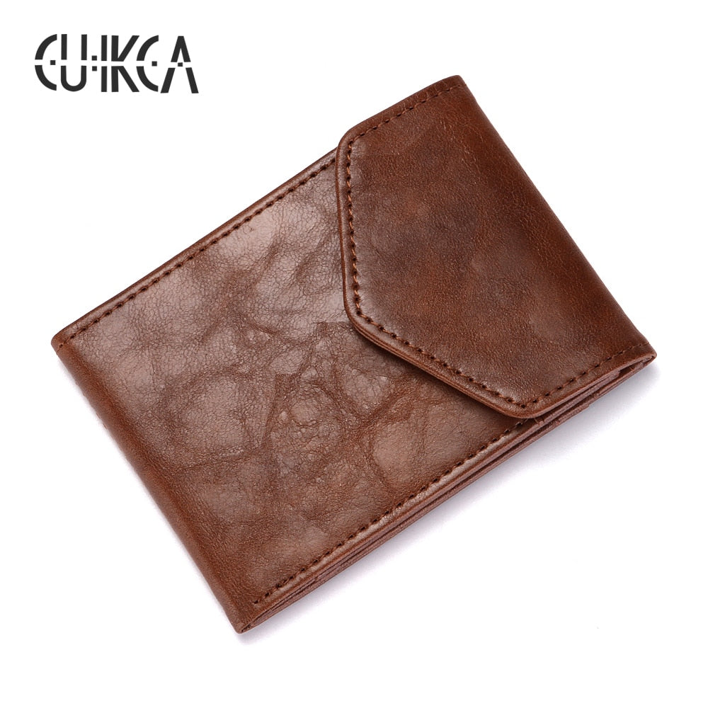 CUIKCA Fashion RFID Wallet Women Men Mini Ultrathin Leather Wallet Slim Wallet Coins Purse Credit ID &amp; Card Holders Card Cases