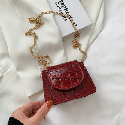 Women Shoulder Handbags Stone Pattern Pu Leather Trend Designer Chain Hasp Bags Coin Purse Mini Single Square Bag Сумка Женская