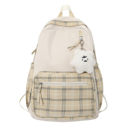 New Plaid Lady Cute Bag Trendy Female Laptop Backpack Fashion Travel Women Lattice Kawaii Book Backpack Girl College School Bags
