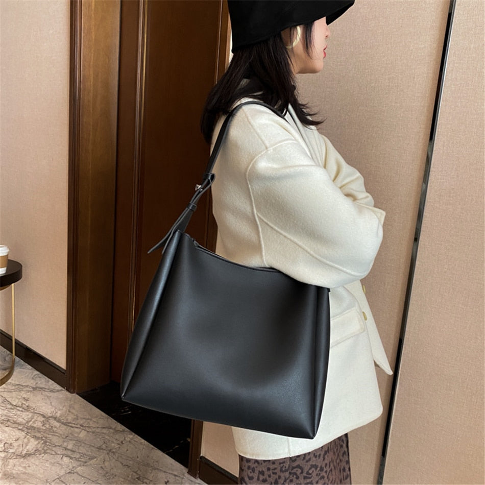 2 Sets Casual Tote Bags PU Leather Shoulder Bags for Women Fashion Female Travel Bag Designer Luxury Lady Underarm Bag Brand Sac