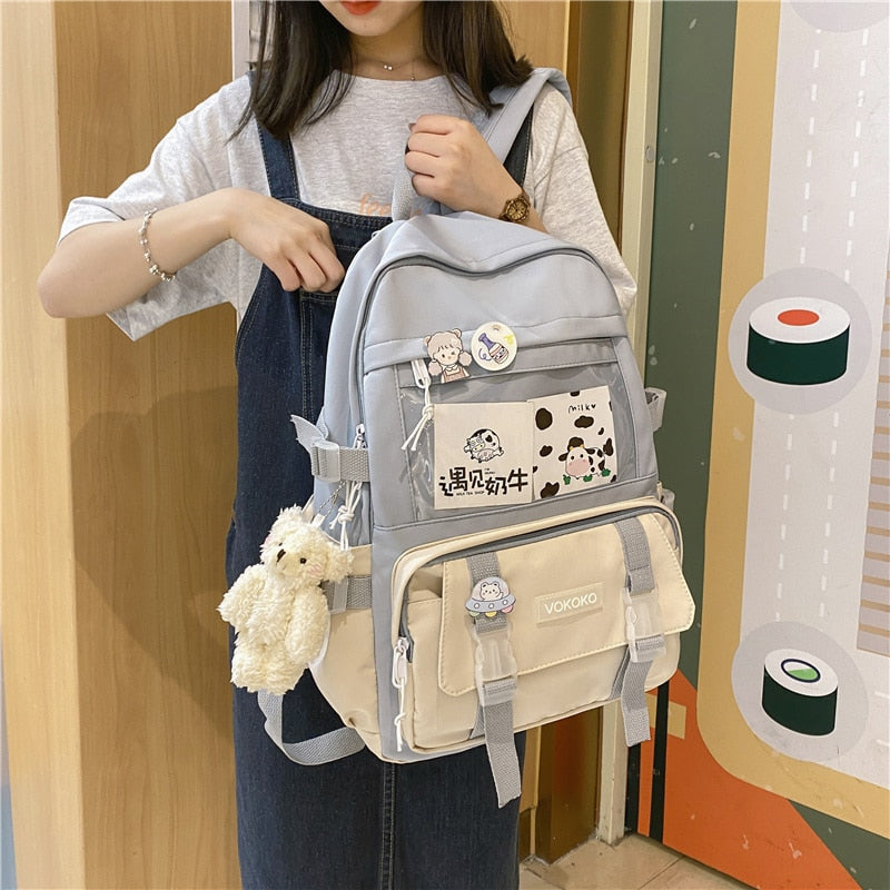 EnoPella Fashion Waterproof Women Backpack Teenager Girl Kawaii BookBag Laptop Rucksack Cute Student School Bag Mochila Female