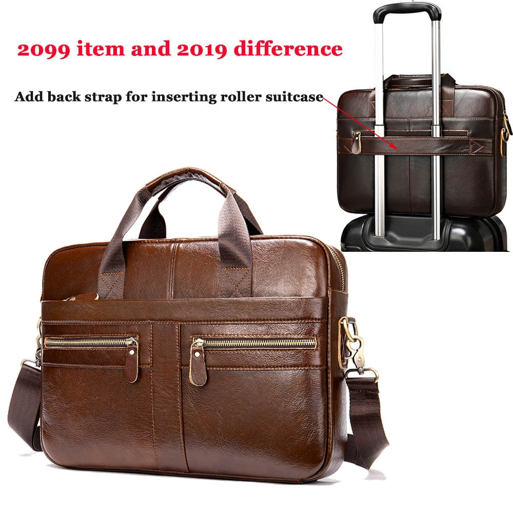 WESTAL Men&#39;s Bag Genuine Leather Men Briefcase for Laptop 14 Messenger Men&#39;s Leather Bag Business Portfolio for Document A4 7022