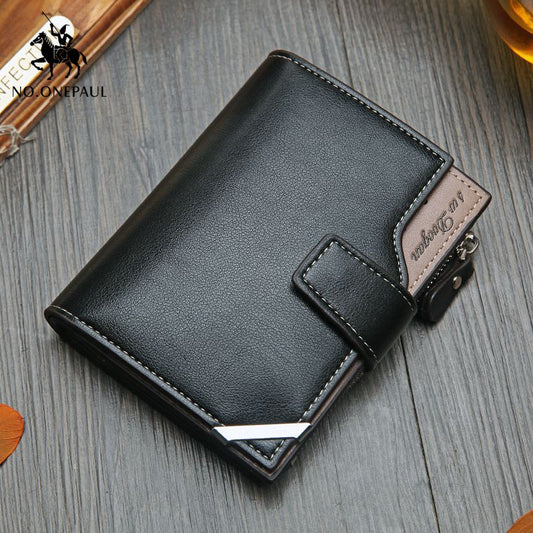 NO.ONEPAUL Vintage Men&#39;s Short Wallet Men Genuine Leather  Multi-Card Bit Retro Card Holder Clutch Wallets Purses First Layer Re