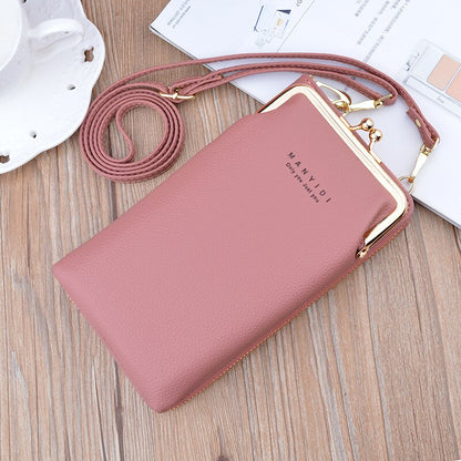 Letter Print Women&#39;s Wallet Pu Leather Shoulder Bag Female Zipper Coin Purses Card Holder Ladies Mobile Phone Handbag Pockets