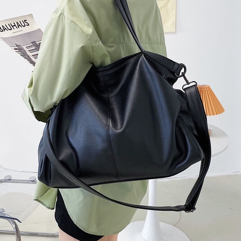 Big Black Tote Bags for Women Large Hobo Shopper Bag Roomy Handbag Quality Soft Leather Crossbody Bag Ladies Travel Shoulder Bag