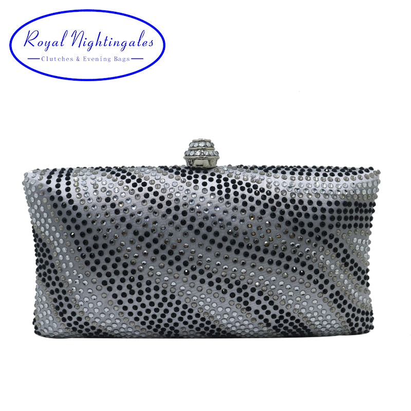 Factory Wholesale Purple Womens Evening Bag with Rhinestone Crystal Clutch Purse