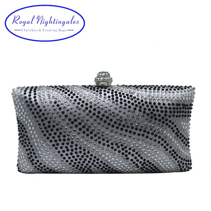 Factory Wholesale Purple Womens Evening Bag with Rhinestone Crystal Clutch Purse