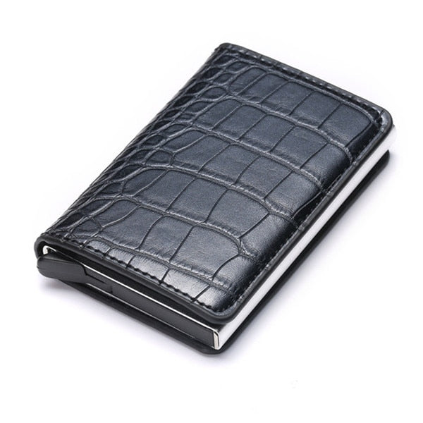 Business ID Credit Card Holder Men Women Coin Leather Wallet RFID Aluminium CardHolder Box with Money Clips Purse