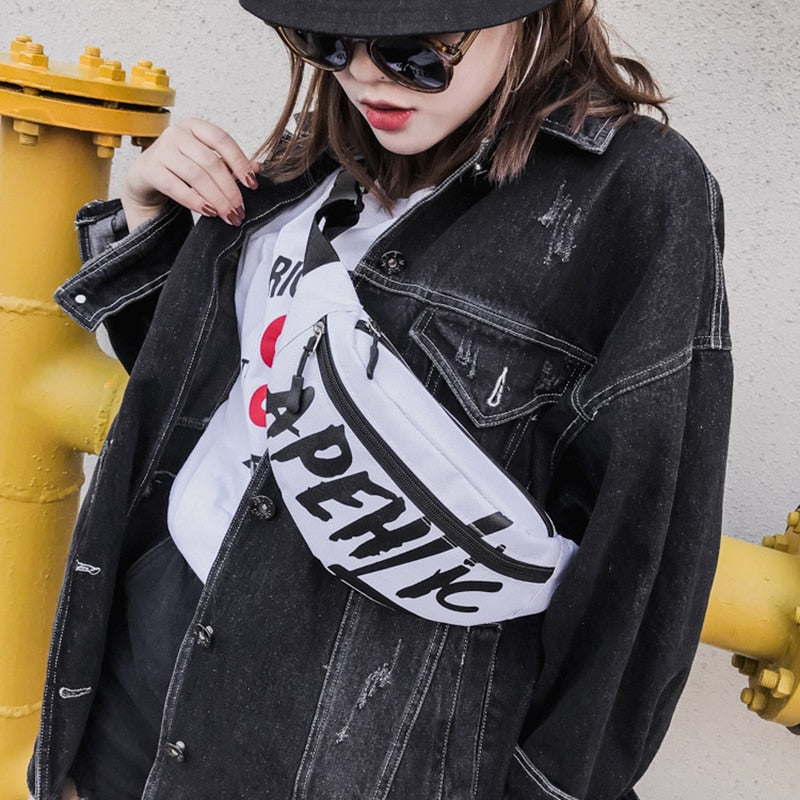100% Brand New Letter Fanny Packs Hip-Hop Belt Bag Harajuku Shoulder Female Sling Chest Pocket Fashion Pocket Women Waist Bag