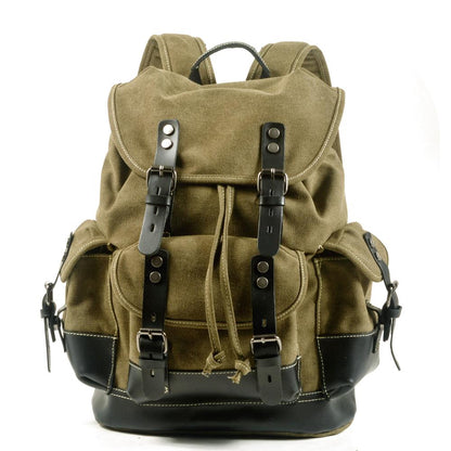 Men&#39;s outdoor shoulder casual student bag large capacity travel backpack canvas leather climbing bag