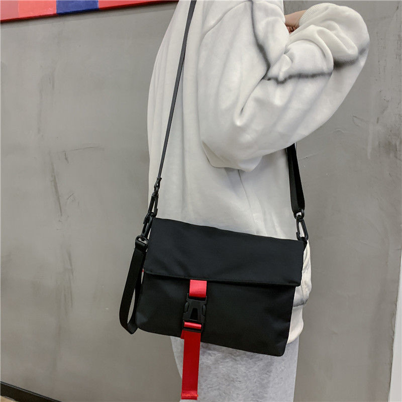Men Crossbody Bags Nylon Fashion Streetwear Students Black Flap-bag Casual Harajuku Shoulder Bag Korean Style Ulzzang Ins Chic