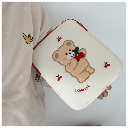 12.9 inch tablet case laptop bag cute cartoon cherry bear embroidery laptop bag for ipad pro 9.7 10.5 11 13  inch Ipad liner bag