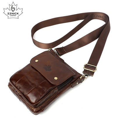 Men&#39;s Shoulder Bag Messenger Bag Genuine Leather Bags For Men Fashion Flap Belt Crossbody Bags Male Luxury Handbag ZZNICK