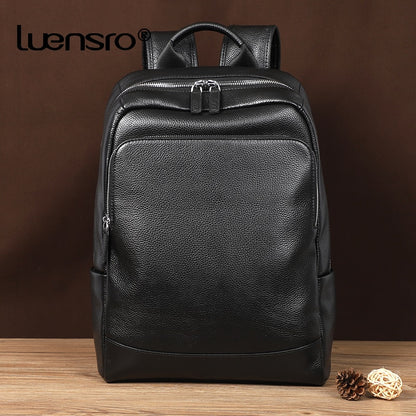 100% Genuine Leather Backpack Men Fashion Large Capacity Shoolbag For Teenager Cowhide Leather Laptop Backpack Men Notebook Bag