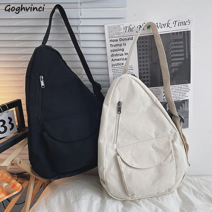 Backpacks Unisex Solid Crossbody Single Strap Leisure School Bags Couples Woman Large Capacity Travel Retro for Students Ulzzang