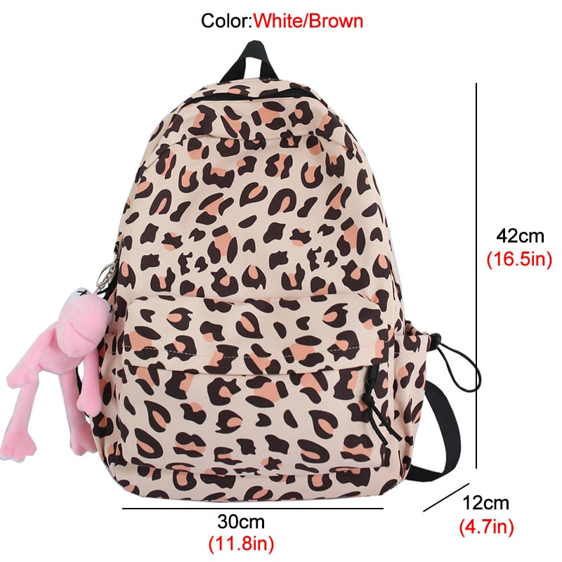 DCIMOR New Waterproof Nylon Women Backpack Female Leopard Print Travel Bag Teenage Girls Portable Schoolbag Fashion Book Mochila
