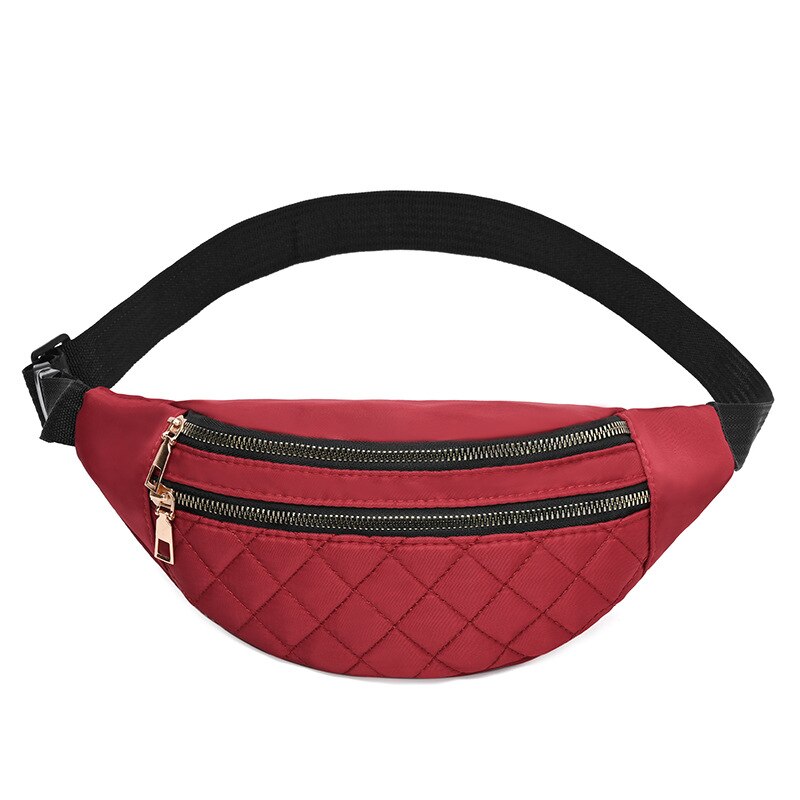 Plaid Women&#39;s Waist Bag PU Leather Belt Bags Designer Shoulder Crossbody Chest Bag Female Fashion Banana Hip Purse