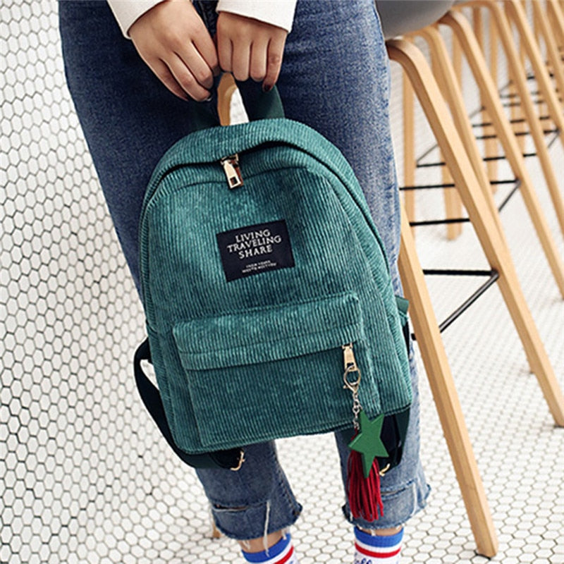 Women Mini Corduroy Backpack Female Eco Simple Canvas Backpacks Ladies Elegant Small Travel Bags Backpack For Teenage Girls