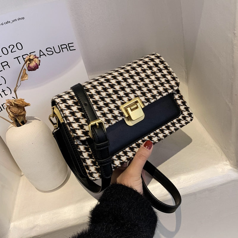 New Women Houndstooth Shoulder Bags Fashion Handbags Crossbody Bags Ladies Messenger Bag