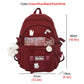 New Waterproof Nylon Mesh Women Backpack Female Solid Color Badge Travel Bag College Girl Multi-pocket Schoolbag Book Bags