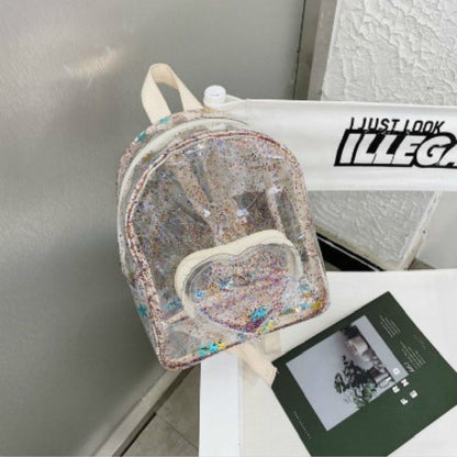 Transparent Backpacks Women Small Simple Solid Casual Street Ladies Shopping Designed Sequin Clear Bags Zipper OL Ulzzang Trendy