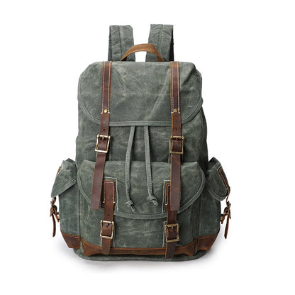 Vintage Oil Wax Canvas Backpack Men Waterproof Travel Shoulder Bag High Quality Fashion Student Bag Laptop Male Backpack