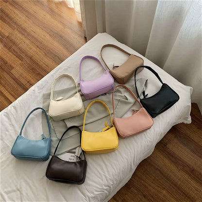 Handle Bag Women Retro Handbag PU Leather Shoulder Totes Underarm Vintage Top Handle Bag Female Small Subaxillary Bags Clutch