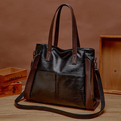 Soft Leather Antique Handbag and shoulder bag for Women large capacity shoulder bags Tote bucket bag Travel Ladies high Quality