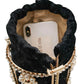 Boutique De FGG Pearl Top-Handle Women Bucklet Handbags Flower Evening Bags Ladies Metal Clutches Chain Shoulder Crossbody Bag
