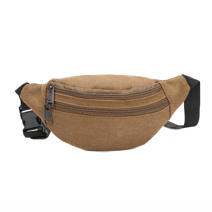 Casual Canvas Waist Bag Unisex Functional Waist Bag Mobile Phone Bag Men and Women Convenient Belt Banana Bag Fanny Pack Men