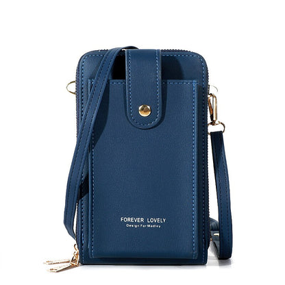 Large Capacity Phone Pocket Shoulder Bag For Women Pu Leather  Female Multi-layer Design Crossbody Bags Ladies Messenger Purses