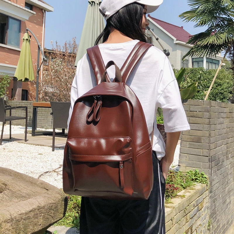 fashion preppy style women backpack leather school bag backpacks for teengers gilrs large capacity pu travel backpack Sac A dos