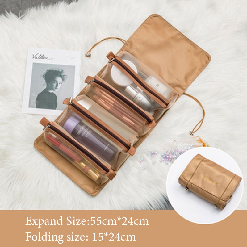 4PCS in 1 Cosmetic Bag For Women Zipper Mesh Separable Cosmetics Pouch Ladies Foldable Nylon Bag Rope Makeup Bag Kosmetyczka