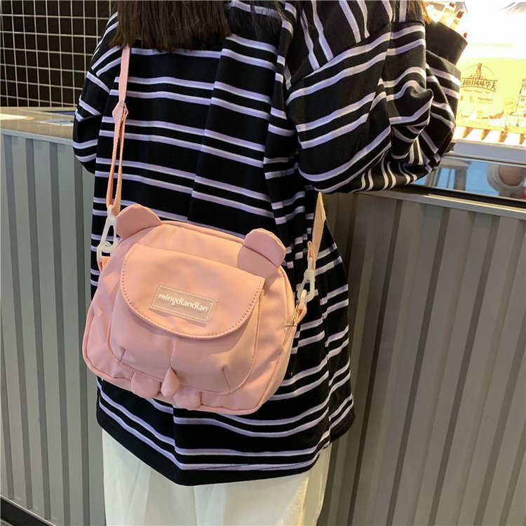 Japanese Cute Bear Ears Shaped Bag Women Small Crossbody Bags Nylon Bag Student Shoulder Bag New Flap Bolsa Feminina Bag Women