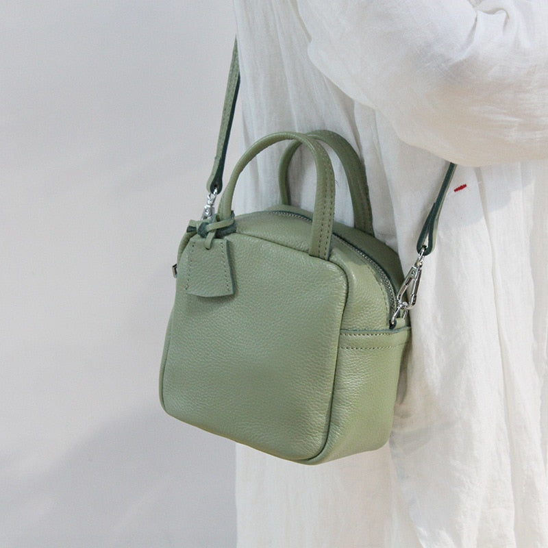New simple head layer cowhide handbag women fashion large capacity cross-body bag