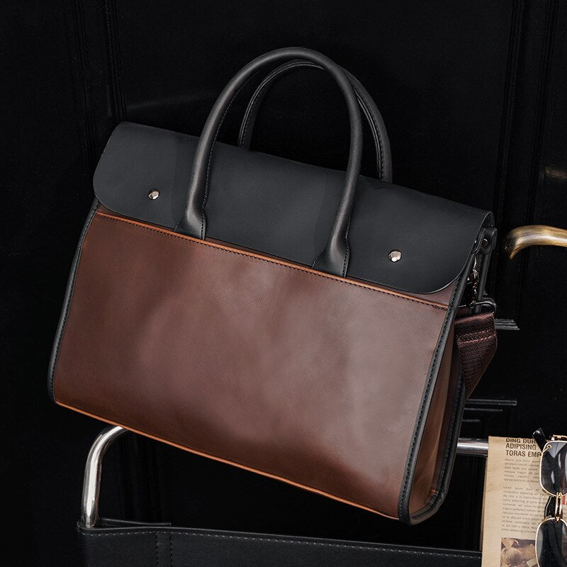 Luxury Business Briefcase Men Handbag Retro Matte PU Leather Men&#39;s Briefcase Shoulder Messenger Bag Large-capacity Computer Bags