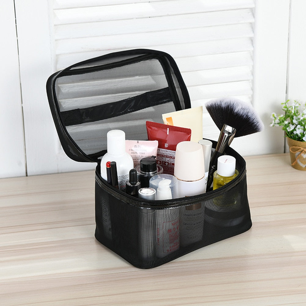 1PCS Women Men Necessary Portable Cosmetic Bag Transparent Travel Organizer Fashion Large Black Toiletry Bags Makeup Pouch