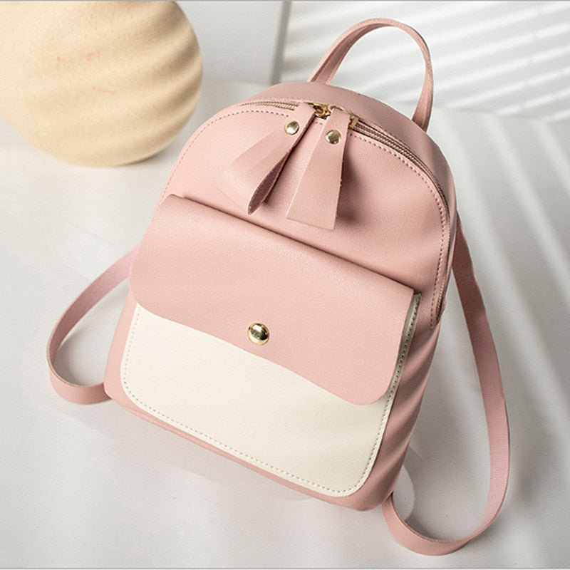 Fashion Mini Backpack Women PU Leather Shoulder Bag For Teenage Girls Children Multi-Function Small Bagpack Ladies Phone Pack