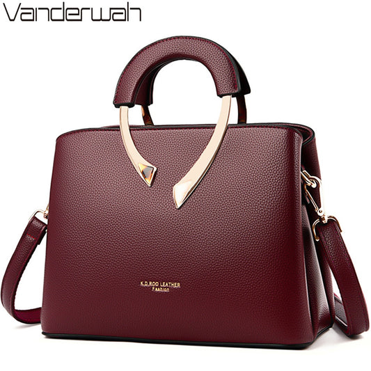 GENUINE VANDERWAH High Quality Leather Casual Tote Luxury Handbags Women Bags Designer Shoulder Crossbody Bags for Women