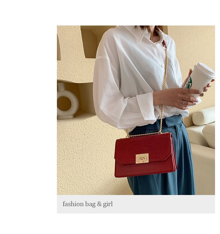 Women&#39;s Handbag Women&#39;s Handbag New Net Red Small Square Bag Solid Color Chain Single Shoulder Bag Messenger Bag