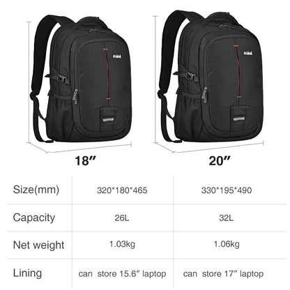 Mixi 17.3&quot; Laptop Backpack Men Business Travel Back Bag Students School Bag 18 20 Inch Black Gray Waterproof Ergonomic Design