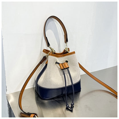 Cute Tote Bag New Korean Style Women Drawstring Bag Ladies Bucket Crossbody Bag Fashion Wide Strap Leather Shoulder Handbag