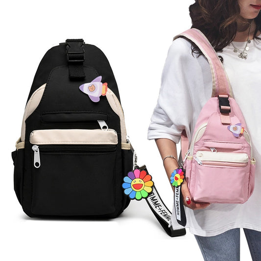 Women INS Fashion Shoulder Bag Messenger Bag Teenager School Crossbody Bags Canvas Cloth Chest Bag for Female Sport Travel Pack