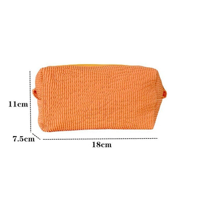 1 Pc Women Summer Solid Color Fold Waves Makeup Bag Zipper Makeup Organizer Bag Travel Female Toiletry Bag Make Up Organizer