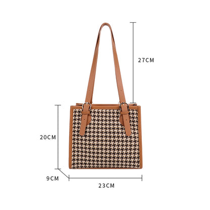 New Fashion Woolen Cloth Women Shoulder Bags Retro Plaid Printing Shoulder Underarm Bags Female Casual Top Handle Handbags Tote