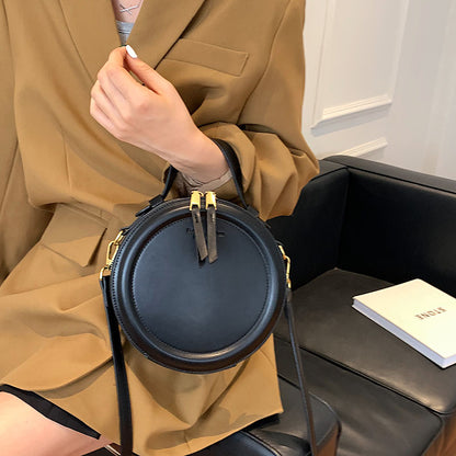 Black Round Handbag Vintage Shoulder Bag for Women Clutch Purses Winter High Quality Crossbody Bag Female Travel Totes